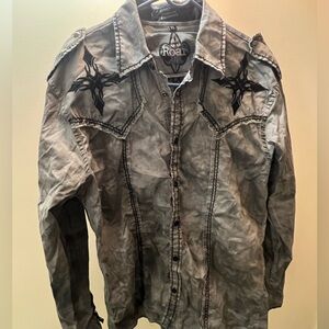 Roar Men's Gray Shirt with Black Embroidery